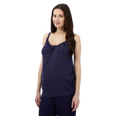 Debenhams Navy spotted print nursing pyjama cami